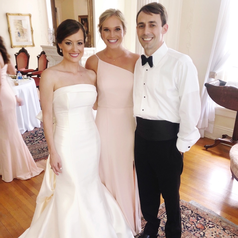 Amsale bridesmaid dress size 4 in color blush